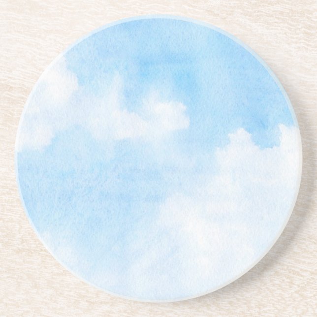 Watercolor clouds and sky background coaster (Front)
