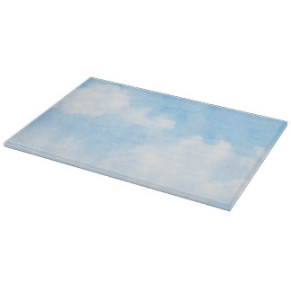 Watercolor clouds and sky background cutting board