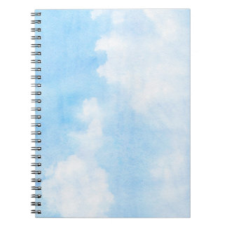 Watercolor clouds and sky background spiral notebook