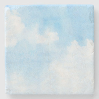 Watercolor clouds and sky background stone coaster