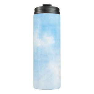 Watercolor clouds and sky background thermal tumbler
