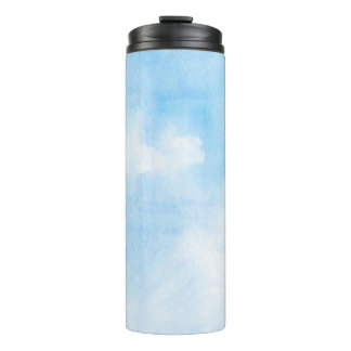 Watercolor clouds and sky background thermal tumbler