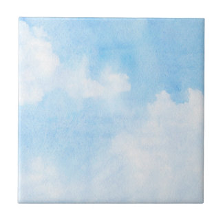 Watercolor clouds and sky background tile