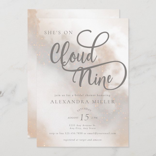 Watercolor Clouds | Modern Trendy Bridal Shower Invitation (Front/Back)