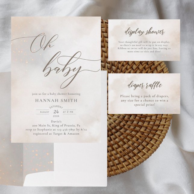 Watercolor Clouds Oh Baby Shower Invitation (Creator Uploaded)