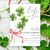 Watercolor Clover Bow Lucky in Love Bridal Shower