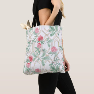 Watercolor clover flowers tote bag