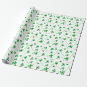 Watercolor clover leaves. wrapping paper