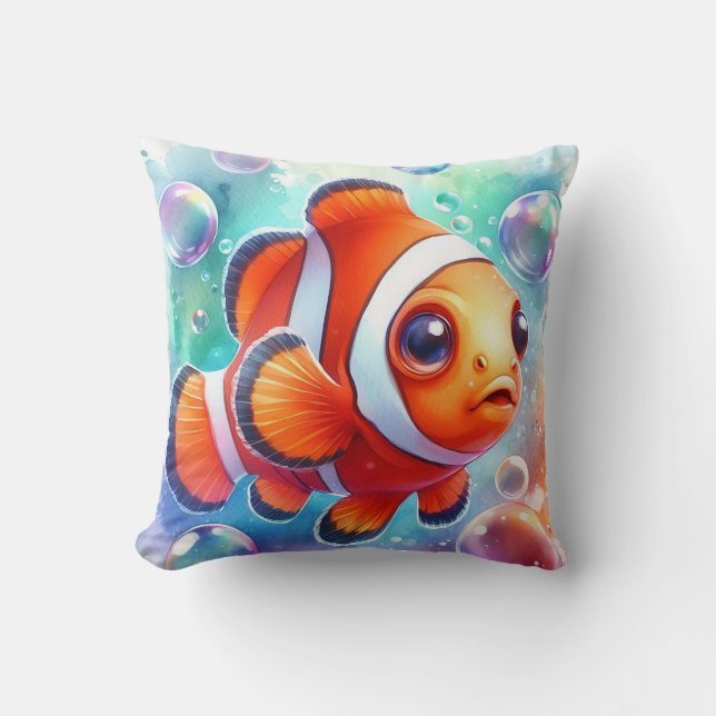 Watercolor Clown Fish Cushion (Front)