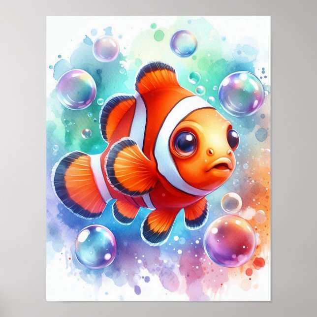 Watercolor Clown Fish Poster (Front)