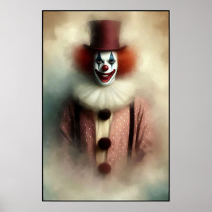 Watercolor Clown Staring Into Your Soul Poster