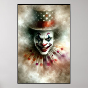Watercolor Clown Staring Into Your Soul Poster