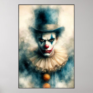 Watercolor Clown Staring Into Your Soul Poster