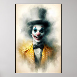 Watercolor Clown Staring Into Your Soul Poster