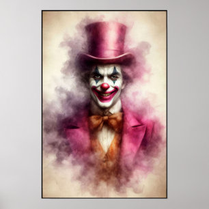 Watercolor Clown Staring Into Your Soul Poster