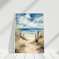 Watercolor Coastal Beach Illustration Wall Art