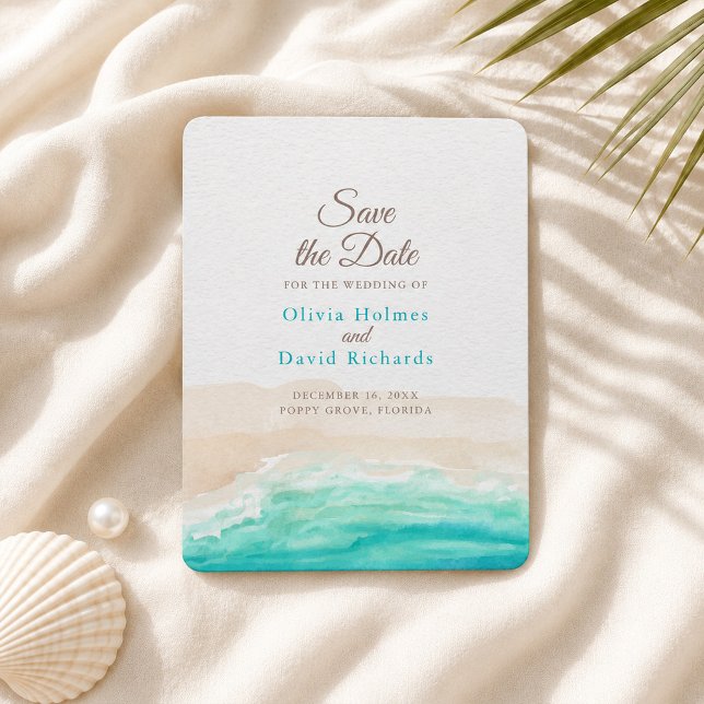 Watercolor Coastal Beach Save the Date Magnet (Watercolor Coastal Beach Save the Date Magnet)