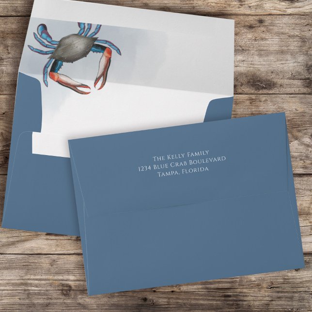 Watercolor Coastal Blue Crab Custom  Envelope (Creator Uploaded)