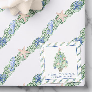 Watercolor Coastal Christmas Tree Gift Enclosure Card