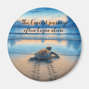 Watercolor Coastal Crab on Sandy Beach w/ Quote Magnet