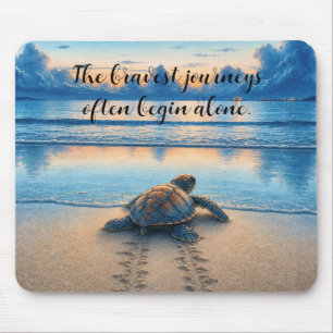 Watercolor Coastal Crab on Sandy Beach w/ Quote Mouse Pad
