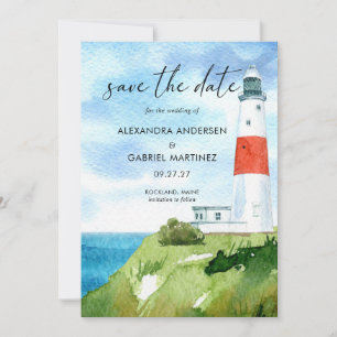 Watercolor Coastal Nautical Beach Save the Date 
