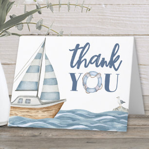 Watercolor Coastal Nautical Ocean Thank You Card