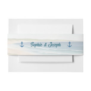 Watercolor Coastal New England Wedding Invitation Belly Band
