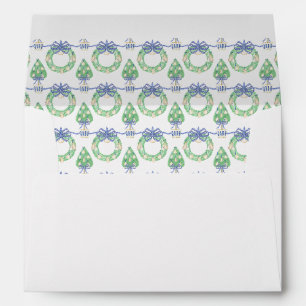 Watercolor Coastal Oyster Wreaths and Topiary Envelope