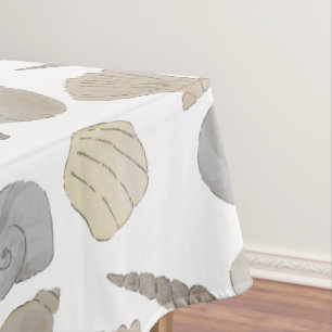 Watercolor Coastal Sea Shells Tablecloth