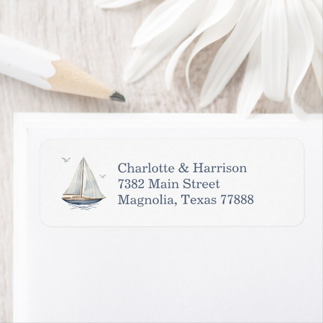 Watercolor Coastal Seascape Wedding Address (Insitu)