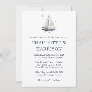 Watercolor Coastal Seascape Wedding Invitation