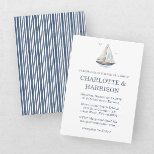 Watercolor Coastal Seascape Wedding Invitation