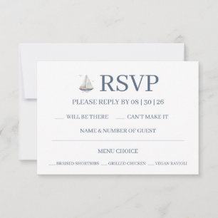 Watercolor Coastal Seascape Wedding  RSVP Card