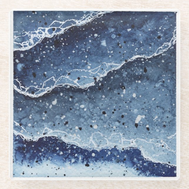 Watercolor Coaster Waves (Front)
