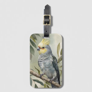 Watercolor Cockatiel Eucalyptus Tree Luggage Tag
