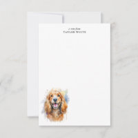 Watercolor Cocker Spaniel Personalised Thank You