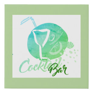 Watercolor Cocktail Bar Faux Canvas Print