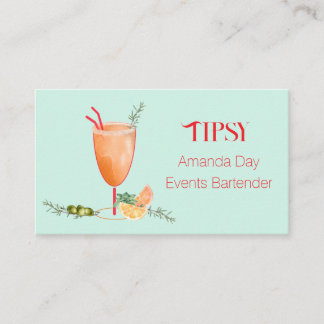 Watercolor Cocktail Bartender Business Card