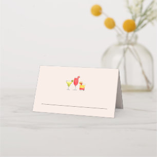 Watercolor Cocktail Bridal shower pink Place Card