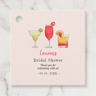 Watercolor cocktail Bridal shower Thank you Favour Tags