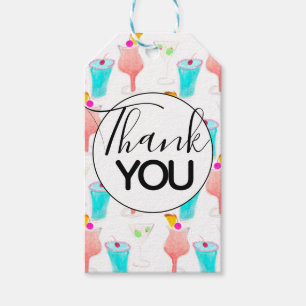 Watercolor Cocktail Margarita Pattern Thank You Gift Tags