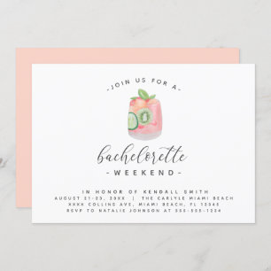 Watercolor Cocktail Minimal Bachelorette Weekend Invitation
