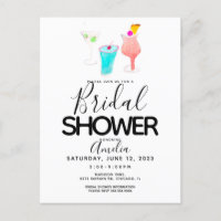 Watercolor Cocktail Painted Bridal Shower Party 