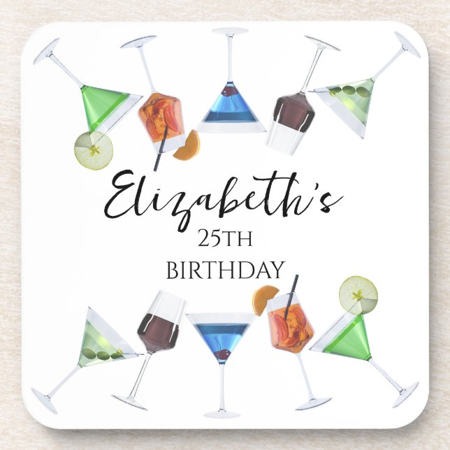 Watercolor cocktail party coaster (Front)