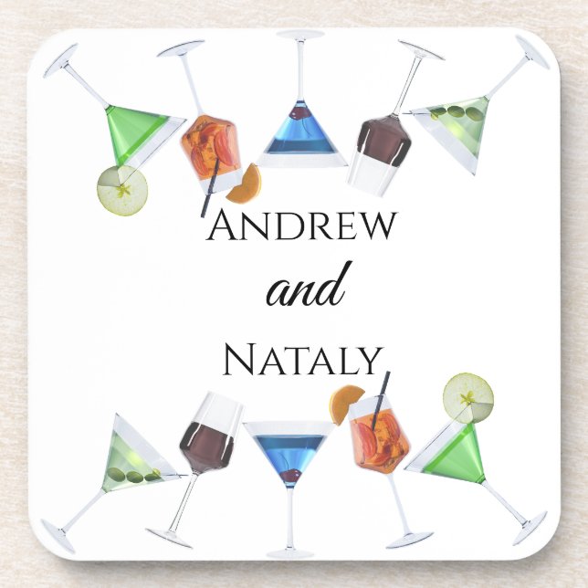 Watercolor cocktail party coaster (Front)