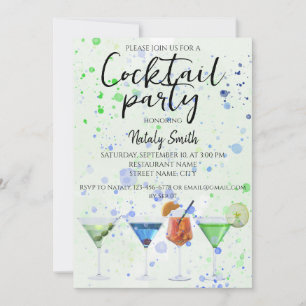 Watercolor cocktail party invitation