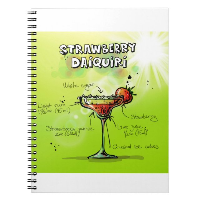 Watercolor Cocktail Recipe Spiral Notebook (Front)