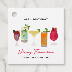 Watercolor Cocktails Party Drinks Birthday Party Favour Tags