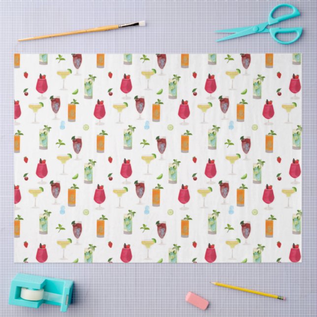 Watercolor Cocktails & Party Drinks Tissue Paper (Craft)